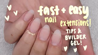 FAST  EASY nail extensions using TIPS amp BUILDER GEL [upl. by Arrac]