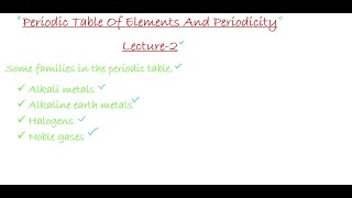 families in periodic table Alkali metals  Alkaline earth metals Halogens Noble gases [upl. by Akihsay]