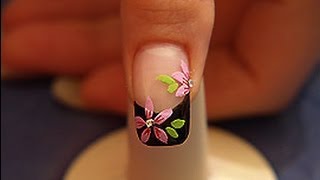 Flower design with nail lacquer and strass stones [upl. by Nguyen]