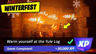 Warm Yourself at The Yule Log in the Cozy Lodge  Fortnite Winterfest Quest [upl. by Latsyrd805]