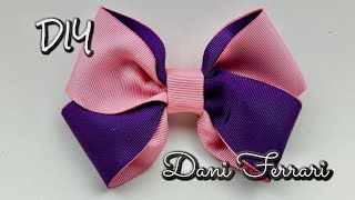 Laço muito fácil sem gabarito  Tutorial passo a passo  Ribbon bow hair  Dani Ferrari [upl. by Ahsilac812]