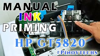 HOW TO  PAANO mag MANUAL INK PRIMING  HP GT5820 Printer [upl. by Leidag145]