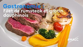 Gastronomie  filet de rumsteak et gratin dauphinois [upl. by Eidnar]