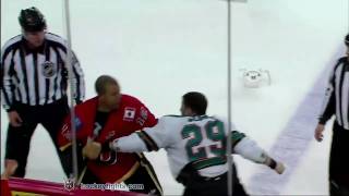 Ryane Clowe vs Jarome Iginla Mar 19 2010 [upl. by Idieh]