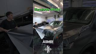 Wrapping this Escalade in satin rock grey metallic 👌🏼💯 asmr asmrsounds wrap carwrap escalade [upl. by Ehrsam]