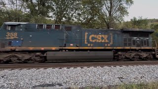 CSX 358 leads empty autoracks out of Cumberland MD through Corriganville [upl. by Iznek]