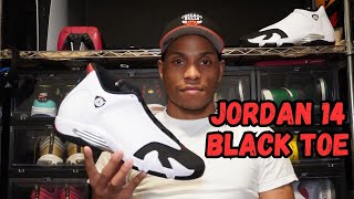 Jordan 14s Black Toe 2024 On Foot Sneaker Review [upl. by Ninette]