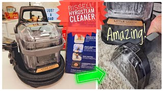 New Bissell Little Green HydroSteam Pet Portable Carpet Spot Cleaner Review Simply Amazing [upl. by Tselec]