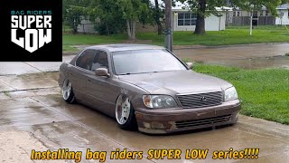 INSTALLING BAGRIDERS SUPER LOW BAGS ON MY LS400 [upl. by Ynatil]