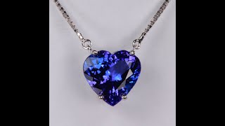 14K White Gold Box Link Heart Shape Tanzanite Necklace 500 Carats [upl. by Mikihisa]