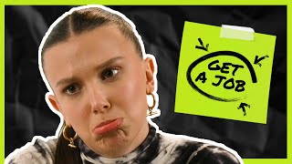 Millie Bobby Brown Requests Donkeys amp Dirty Carrots in her Office  Get A Job [upl. by Azelea]