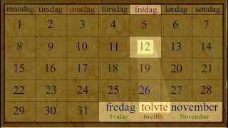 Norwegian Language Kalender Dato med ordenstall [upl. by Ewolram]