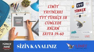 LİMİT TYT TÜRKÇE SORU BANKASI  CÜMLEDE ANLAM  SYF 5960  TÜRKÇEHANE [upl. by Nylcaj]