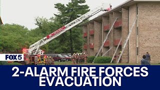 2alarm fire forces evacuation of Montgomery County apartment complex [upl. by Nofpets895]