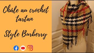 Châle tartan au crochetcrochetlovecrochetpatterncrochettutorials crochetshawlsвязаниекрючком [upl. by Chen]