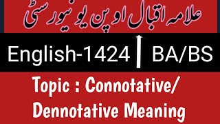 Aiou 1424 English  Connotative amp Denotative meanings [upl. by Bat]