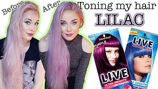 TONING MY HAIR LILAC USING SCHWARZKOPF LIVE ULTRA BRIGHTS OR PASTEL PURPLE PUNK amp ELECTRIC BLUE [upl. by Onileba]