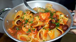 Pasta Calamarata con Baccalà e Olive nere semplicissima e squisita [upl. by Oruhtra]