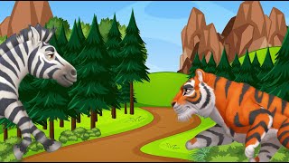 animals stampede in the forest Part 2 zebra  tiger cow [upl. by Noyerb]