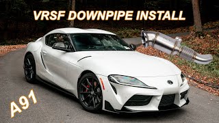 A91 Supra VRSF Catted Downpipe Install [upl. by Moyra996]