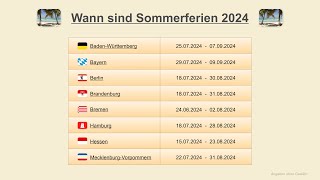 Wann sind Sommerferien 2024 [upl. by Yroffej]