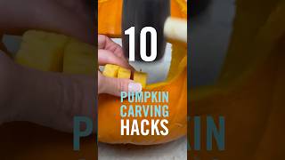 10 GENIUS PUMPKIN CARVING HACKS 🎃shorts halloween [upl. by Ydaj]