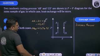 Two isochoric cooling process AB and CD are shown in PV diagram for the same sample of gas In [upl. by Oicnaneb]