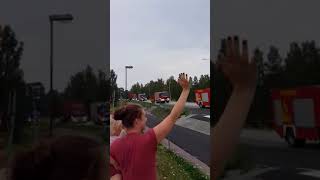 German firefighters return home after the violent forest fires in Sweden [upl. by Ehudd106]