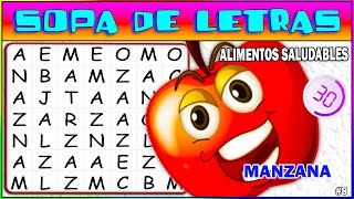 🥣 SOPA DE LETRAS 🆎 PASATIEMPOS DIVERTIDOS 🎲 JUEGOS De MEMORIA 🧠 TEST Para Niños ALIMENTOS SALUDABLES [upl. by Iveksarap]