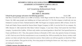 LAT Exam Class8  Learning Achievement Test Question paper for Kendriya Vidyalaya Students [upl. by Aidroc770]