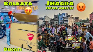 Finally Kolkata Pahuche 😍 or Hotel wale se Tagda Jhagda 😡 DUCATI ki Unboxing se Pehle ❤️ [upl. by Ytirahc746]