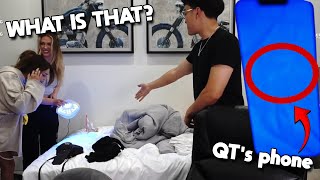 Valkyrae Tina and QT find a WEIRD STAIN in Jasons BED [upl. by Hgeilhsa]