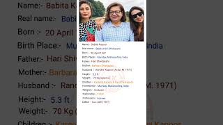 Bollywood Actress Babita Kapoor Ji ka Biography viral shortvideo youtubeshorts shortsshort [upl. by Yasmin]