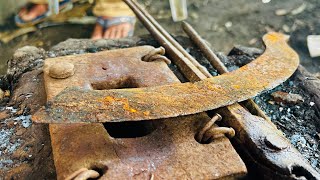 Knife Making  Forging A Small Long Knife From The Rusty Steel [upl. by Laon500]