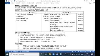 2nd year  non profit concern 2008 question no 1  accounting biek [upl. by Zaraf]