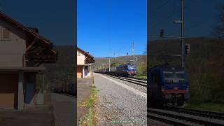 Schöner Güterzug beim ehemaligen Bahnhof Hornussen im Kanton Aargau [upl. by Adnamal]