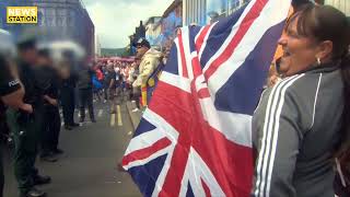 Clashes and burning cars at protests in UK [upl. by Bobker]