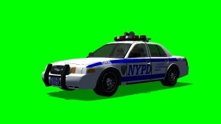 Police Car driving through the picture  different views  green screen  free use [upl. by Anasor]