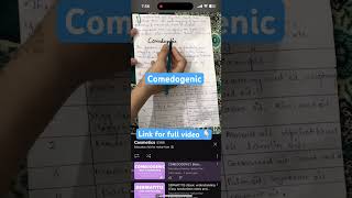 Comedogenic cosmeticsscience cosmetics bpharm8sem bpharm handwrittennotes comedogenic products [upl. by Ilam368]