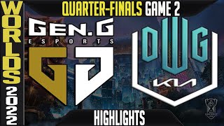 GEN vs DK Highlights Game 2  Worlds 2022 Quarterfinals  GenG vs Damwon KIA G2 [upl. by Eduino]