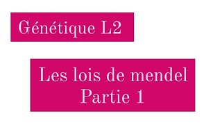 Génétique L2  les conséquences de la méiose chez les diploides  lois de mendel  partie 1 [upl. by Garcon]