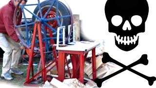 Insane Wood Splitter Death Machine DANGEROUS [upl. by Ellehsim]