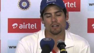 India vs England 2012 first Test Ahmedabad Alastair Cook press conference [upl. by Eilasor]