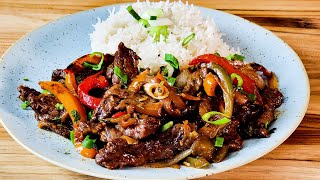 Best Pepper Steak Recipe  Easy Beef Stir Fry  Fluffy Basmati Rice Recipe Steak and Pepper [upl. by Nyrhtakyram]