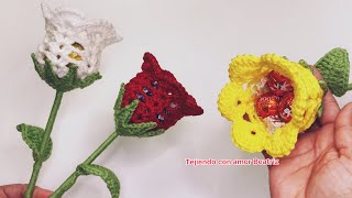 Rosa Porta Chocolates a crochet  excelente idea para San Valentín Rosas Tejidas [upl. by Marella252]