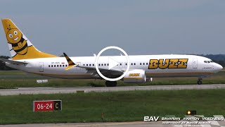 Boeing 7378200 MAX  Buzz SPRZC  takeoff at Memmingen Airport [upl. by Ventura]