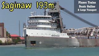 Saginaw 193m Cargo Ship In St Clair River In Great Lakes [upl. by Enehpets]