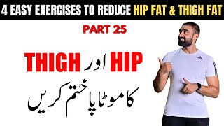 4 Easy Exercises to Reduce Hip Fat amp Thigh Fat at Home  Day 25  Bilal Kamoka Fitness [upl. by Dehnel]