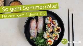 Vietnamesische Sommerrollen mit Erdnusssoße  Rezept  frisch gerollt in Reispapier [upl. by Naejarual700]