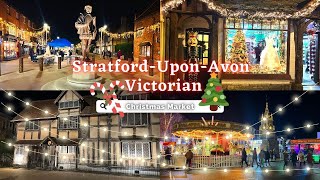 Stratford Victorian Christmas Market 2022  Christmas Lights at William Shakespeare Birth Place UK [upl. by Cibis932]